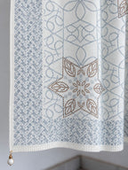 Ivory Dusty Blue Beaded Star Medallion Embellished Shawl