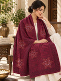 Wine Beaded Star Medallion Embellished Shawl