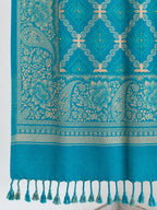 Teal Diamond Trellis Beaded Embellished Shawl
