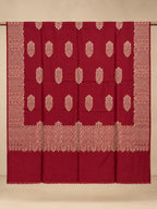 Red Gold Boteh Medallion Wool Shawl with Fringe