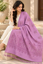 Lavender Pink Beaded Paisley Embellished Shawl