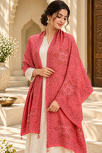 Coral Pink Beaded Embellished Shawl