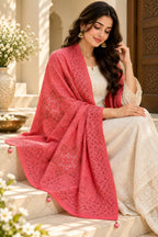 Coral Pink Beaded Embellished Shawl