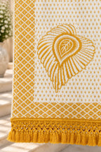 Ivory Mustard Embroidered Cotton Dupatta with Tassels