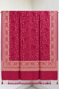 Rani Pink Gold Jamawar Paisley Wool Shawl with Tassels