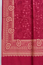 Rani Pink Gold Jamawar Paisley Wool Shawl with Tassels