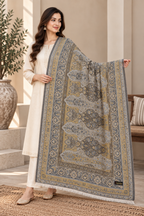 Golden Grey Kani Paisley Shawl