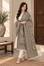Golden Grey Kani Paisley Shawl