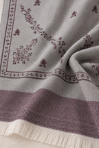 Silver Grey Stole with Floral Vine Sprigs