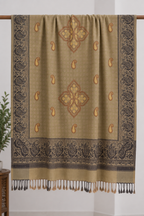 Beige Paisley Shawl with Medallion Accents