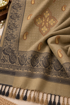 Beige Paisley Shawl with Medallion Accents