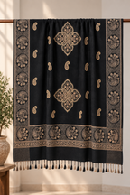 Black Paisley Shawl with Medallion Accents