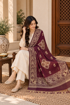Plum Paisley Shawl with Medallion Accents