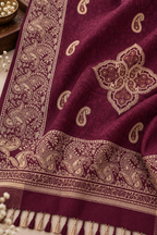 Plum Paisley Shawl with Medallion Accents
