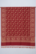 Maroon Gold Vine Embroidered Shawl with Paisley Border