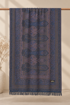 Indigo Kani Paisley Shawl with Ornate Border