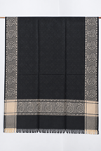 Black Silk Stole with Beige Paisley Border