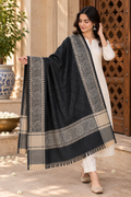 Black Silk Stole with Beige Paisley Border
