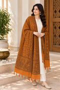 Mustard Tonal Paisley Shawl with Twisted Fringe