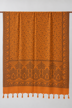 Mustard Tonal Paisley Shawl with Twisted Fringe
