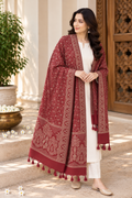Maroon Tonal Paisley Shawl with Twisted Fringe