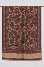 Maroon Floral Jacquard Shawl with Blush Panel