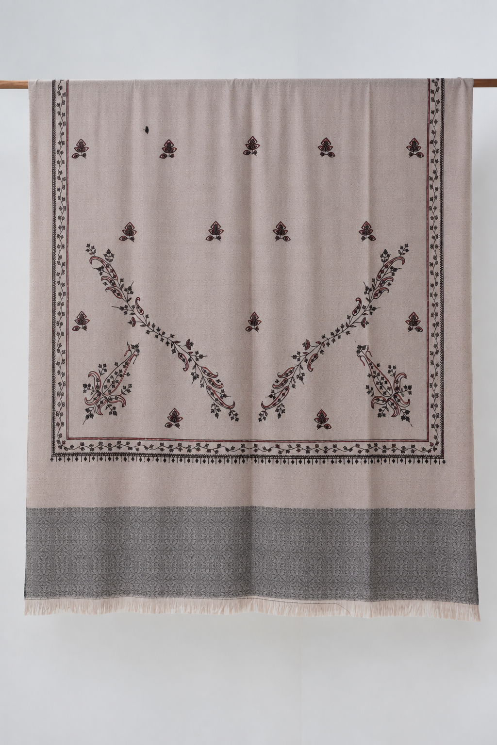 Dusty Pink Stole with Floral Vine Sprigs