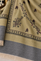 Mauve Grey Stole with Floral Vine Sprigs