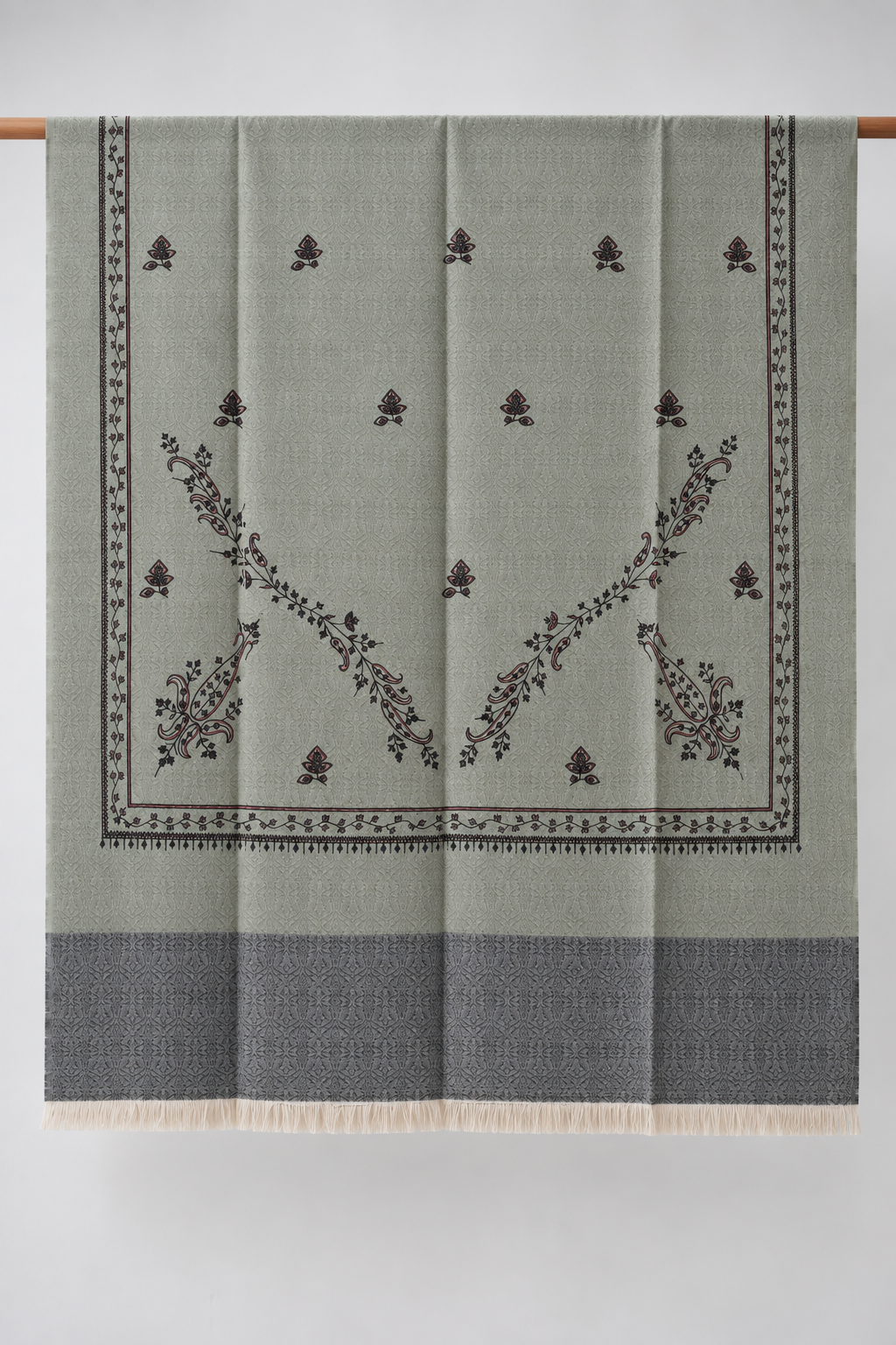 Beige Stole with Floral Vine Sprigs
