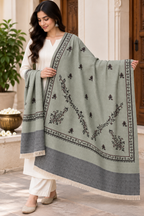 Beige Stole with Floral Vine Sprigs