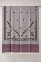 Sage Grey Stole with Floral Vine Sprigs