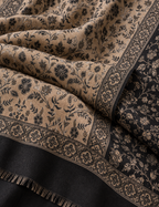 Reversible Beige & Black Floral Print Shawl