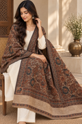 Rust & Brown Floral Print Shawl with Paisley Corners