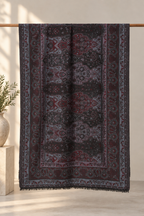 Charcoal Wine Jamawar Paisley Shawl