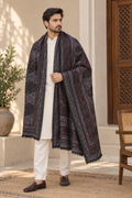 Charcoal Wine Jamawar Paisley Shawl