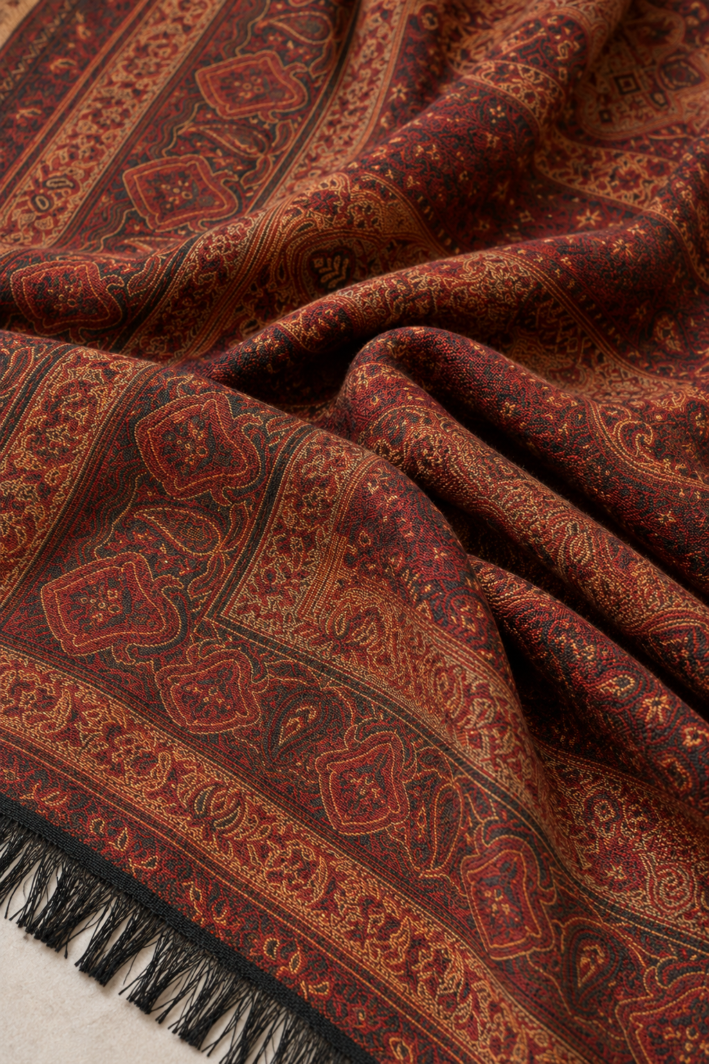 Rust & Pink Kani Paisley Shawl